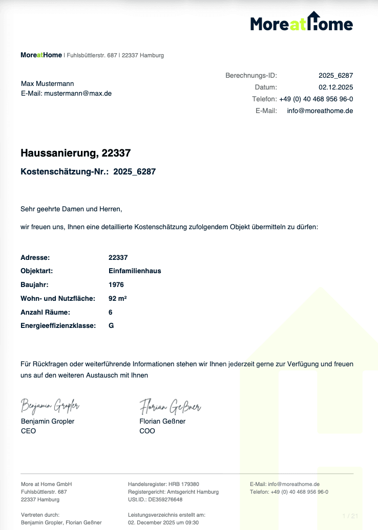 Leistungsübersicht Beispiel 1