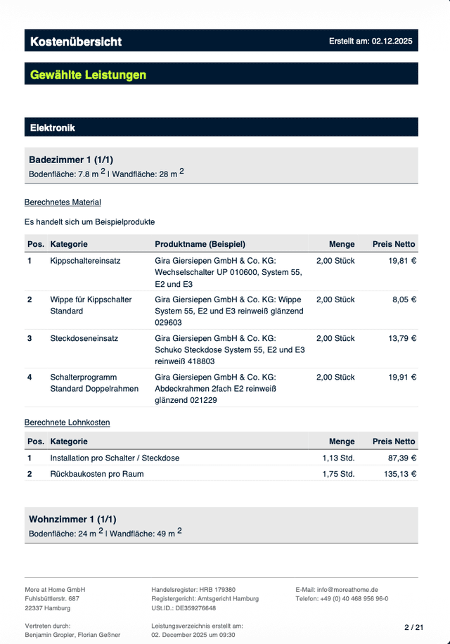 Leistungsübersicht Beispiel 3